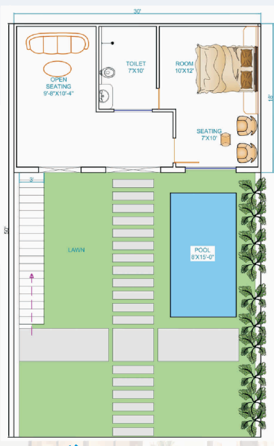 Rectangular Villa Floor Plan